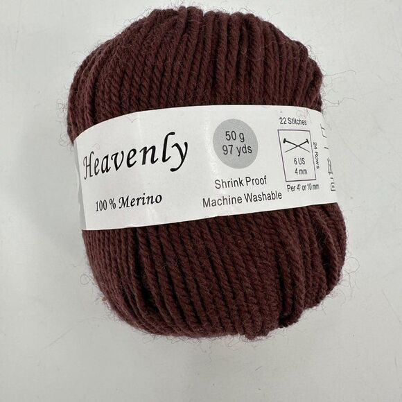 Elegant Heavenly Yarn Chocolate Brown Red Mint Green 100% Merino Wool Skein Lot - Picture 2 of 9